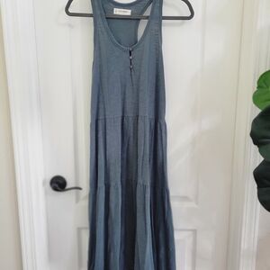 Lucky Brand Charcoal Blue Sleeveless Maxi Dress